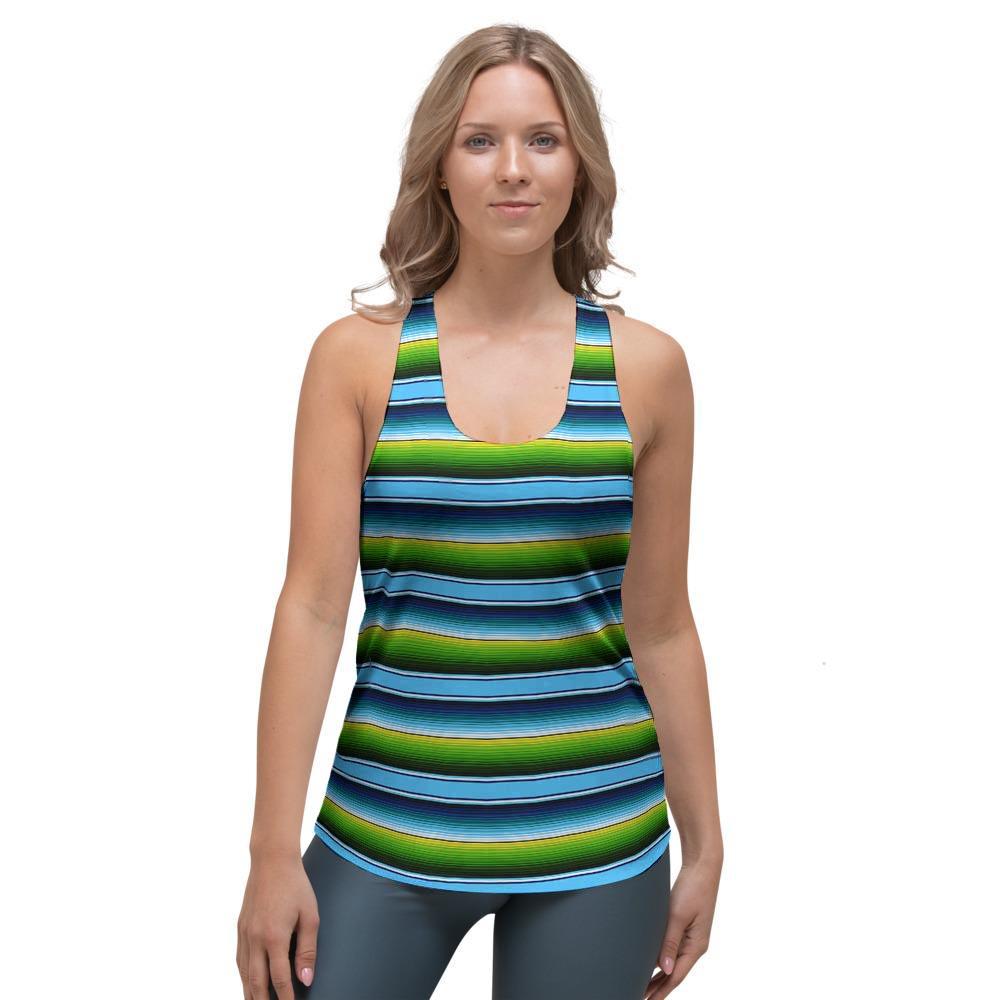 Green And Blue Mexican Baja Women's Racerback Tank Top-grizzshop