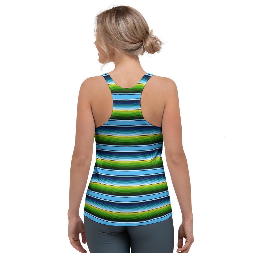 Green And Blue Mexican Baja Women's Racerback Tank Top-grizzshop
