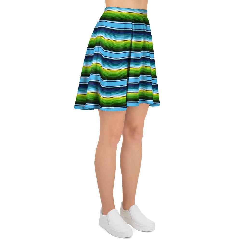 Green And Blue Mexican Baja Women's Skirt-grizzshop