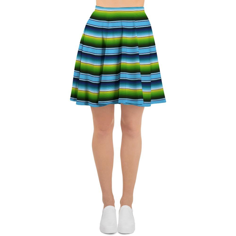 Green And Blue Mexican Baja Women's Skirt-grizzshop