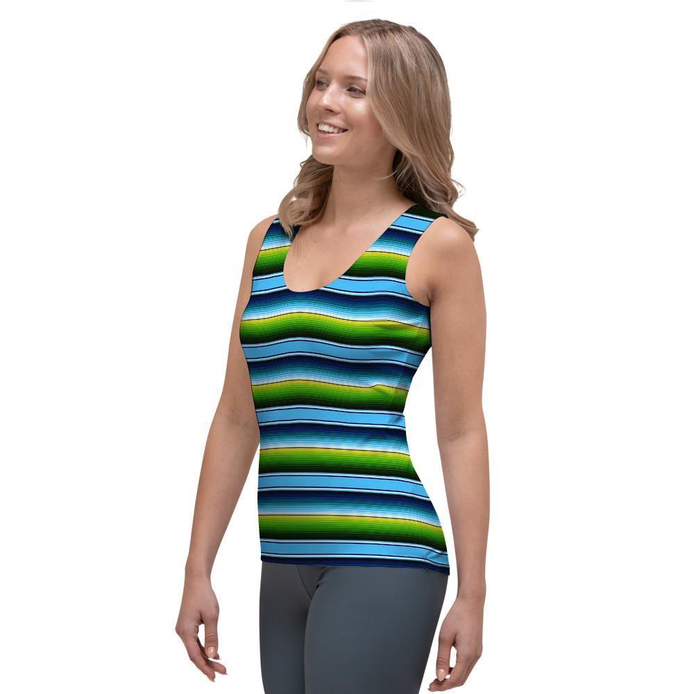 Green And Blue Mexican Baja Women's Tank Top-grizzshop