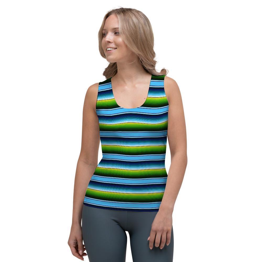 Green And Blue Mexican Baja Women's Tank Top-grizzshop