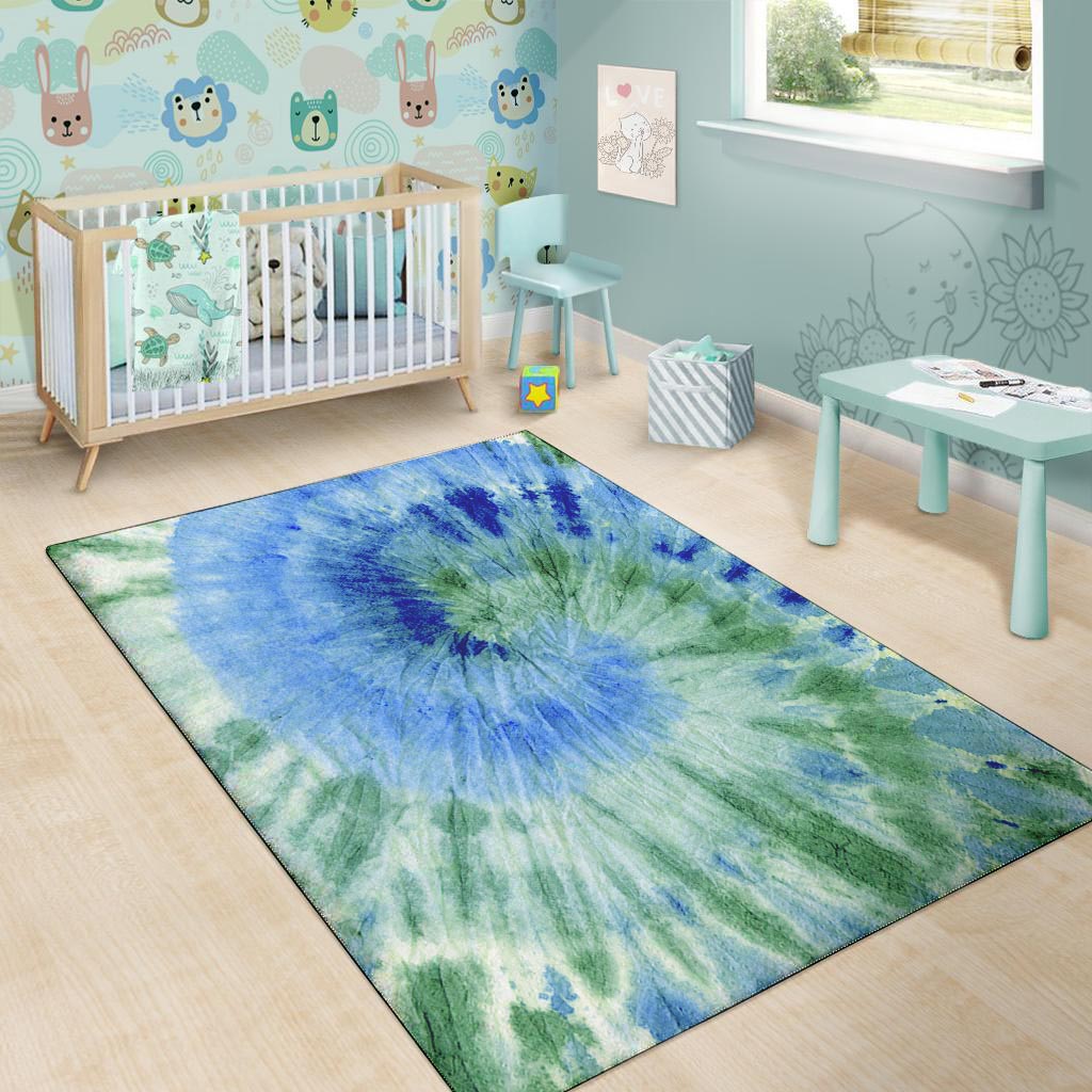 Green And Blue Tie Dye Floor Mat-grizzshop