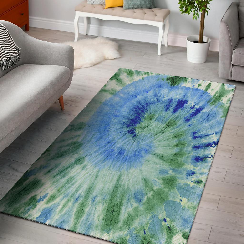 Green And Blue Tie Dye Floor Mat-grizzshop