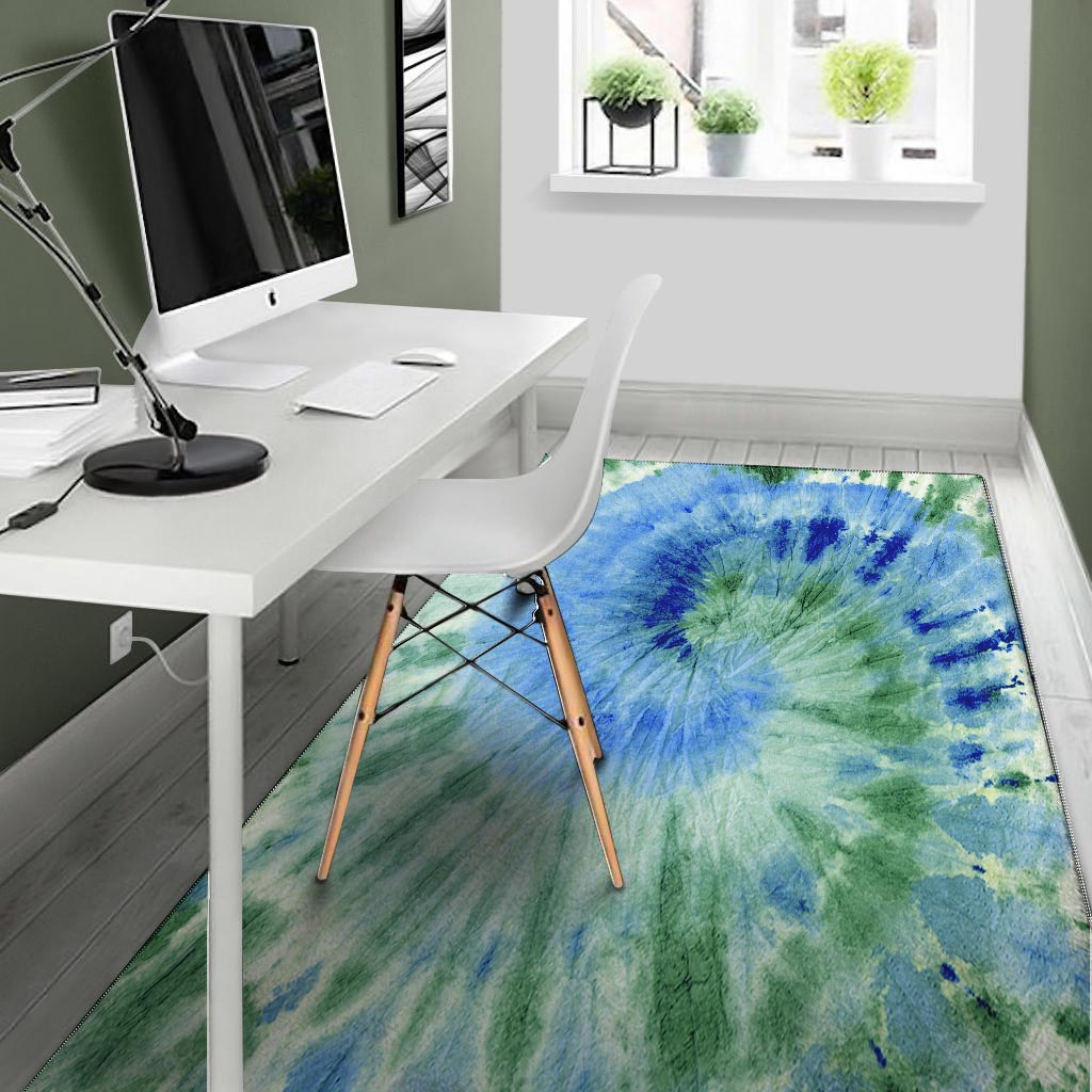 Green And Blue Tie Dye Floor Mat-grizzshop