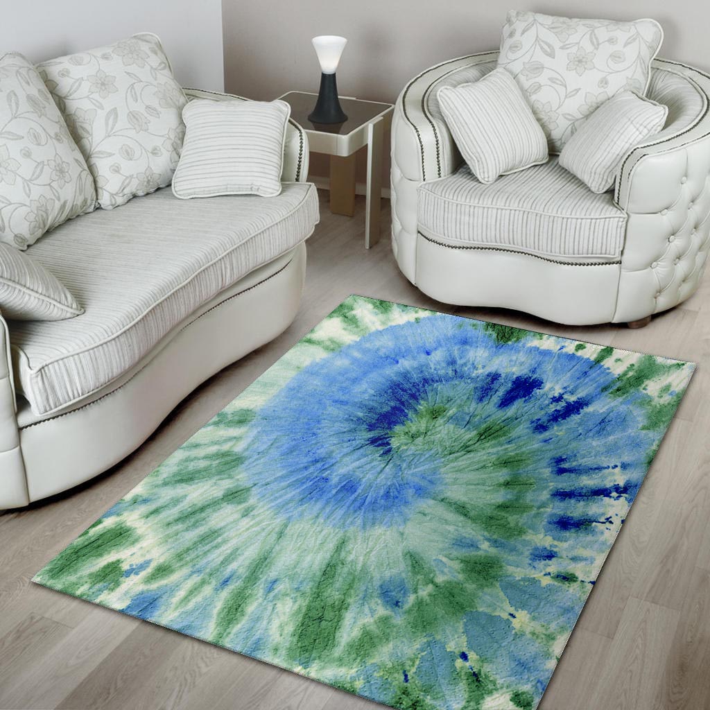 Green And Blue Tie Dye Floor Mat-grizzshop