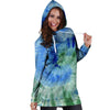 Green And Blue Tie Dye Hoodie Dress-grizzshop