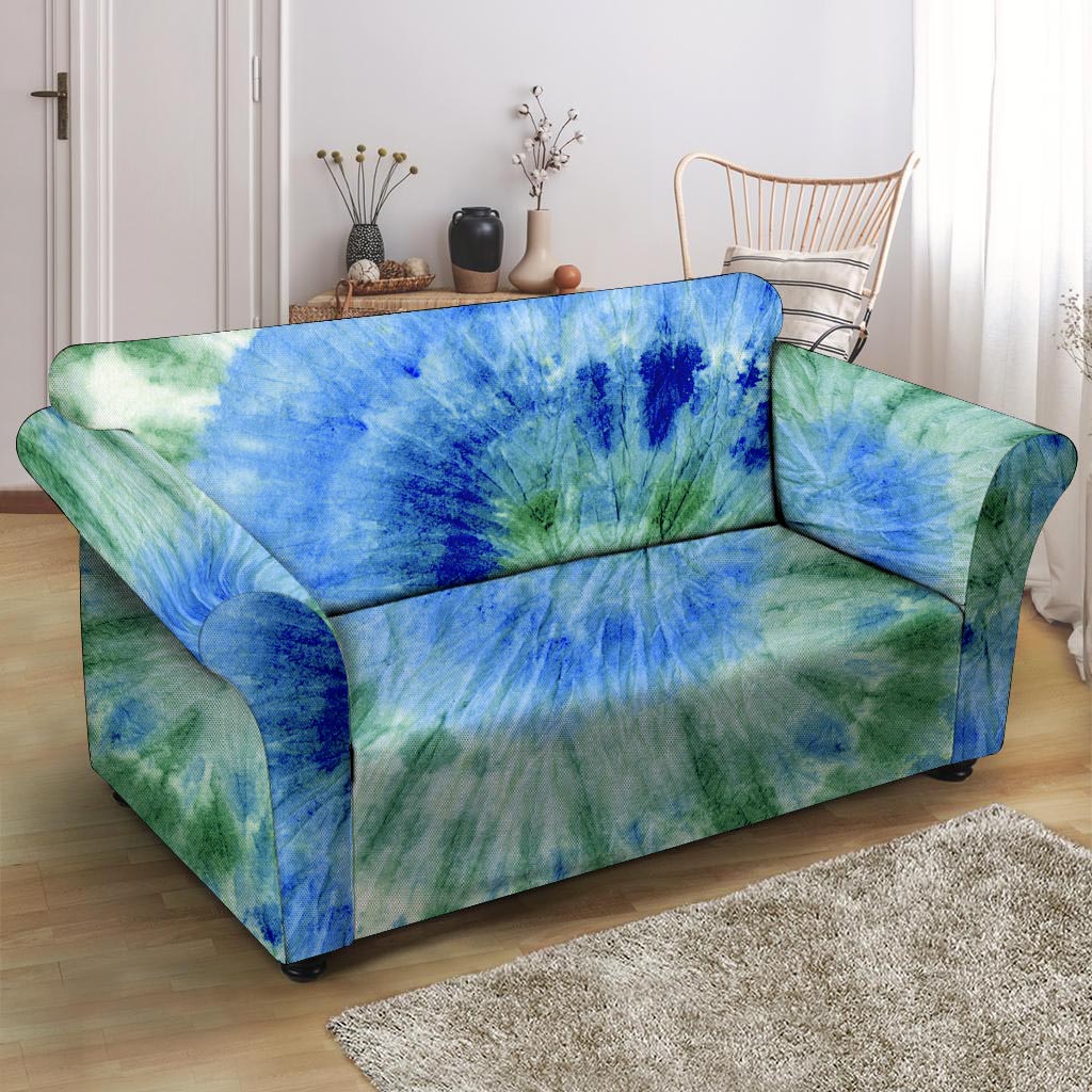 Green And Blue Tie Dye Loveseat Cover-grizzshop