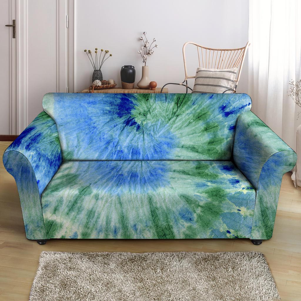 Green And Blue Tie Dye Loveseat Cover-grizzshop