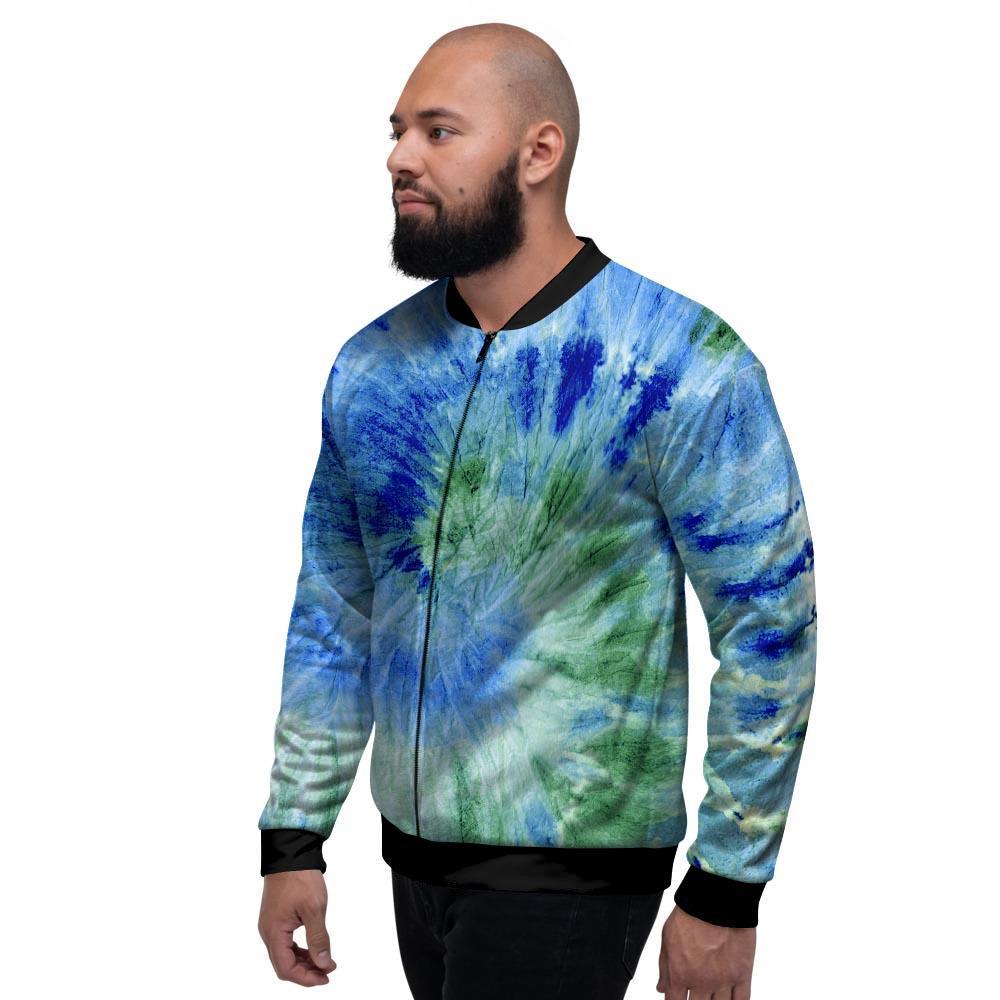 Green And Blue Tie Dye Men's Bomber Jacket-grizzshop