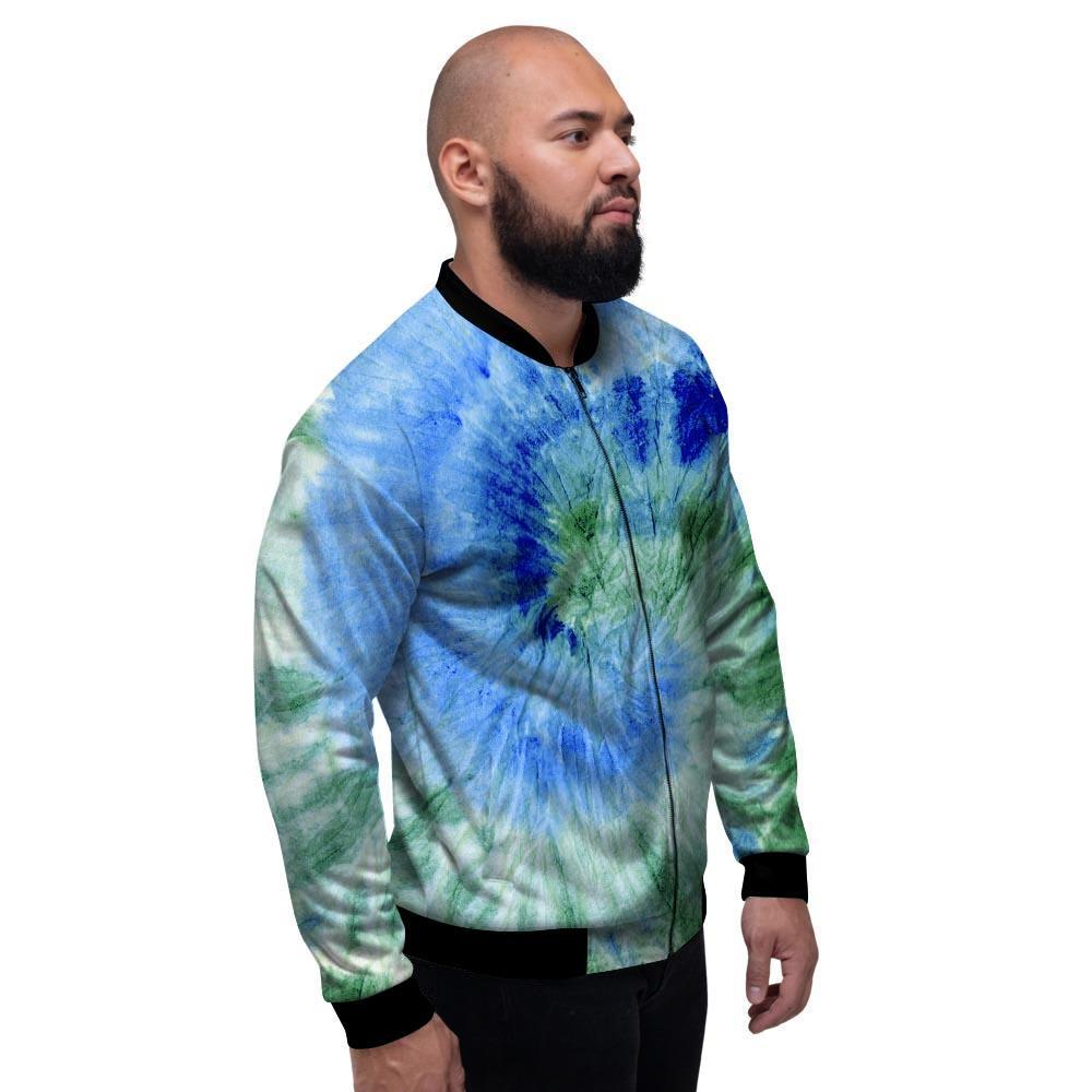 Green And Blue Tie Dye Men's Bomber Jacket-grizzshop