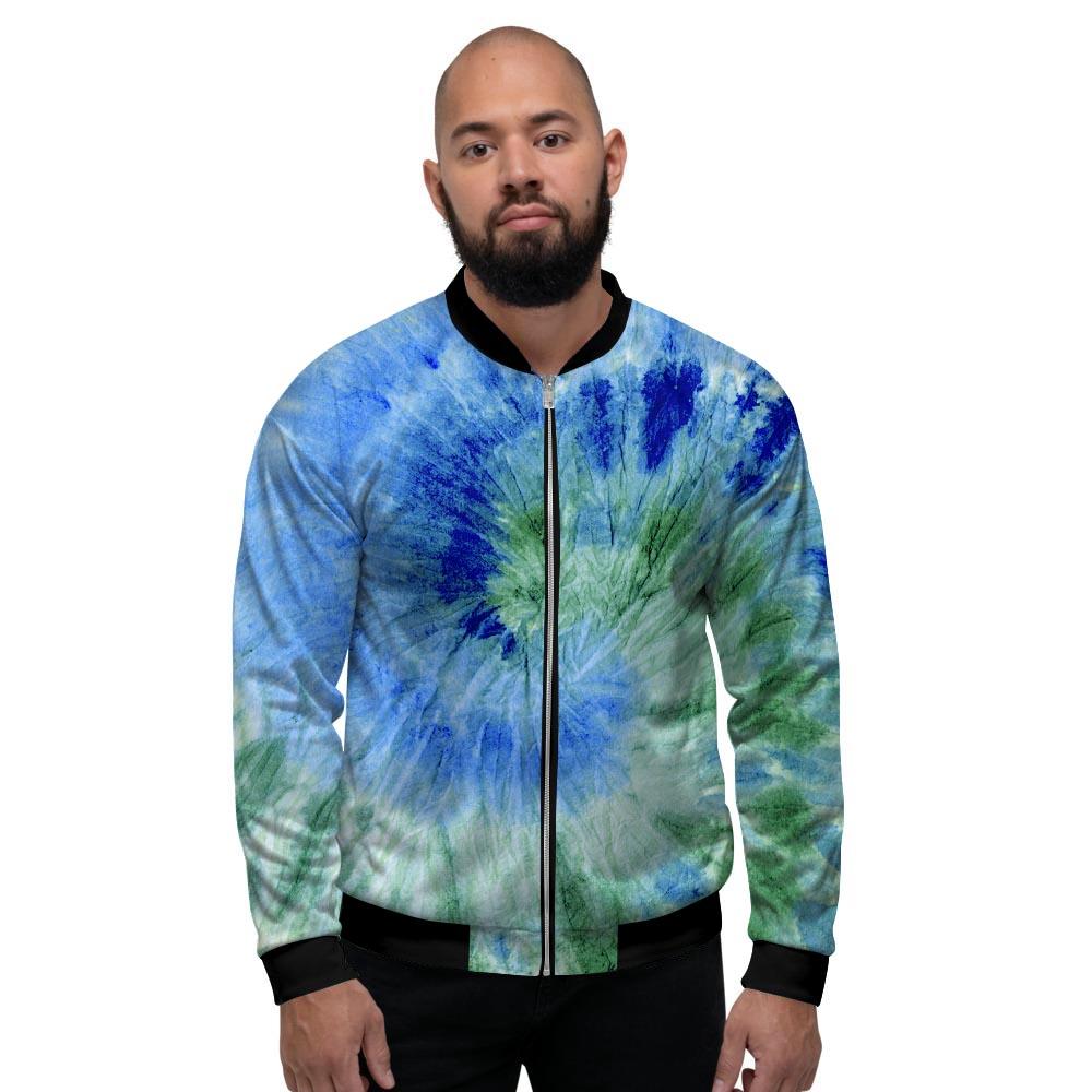 Green And Blue Tie Dye Men's Bomber Jacket-grizzshop