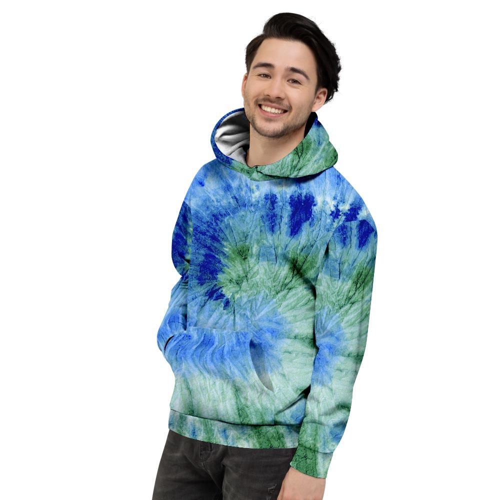 Green And Blue Tie Dye Men's Hoodie-grizzshop