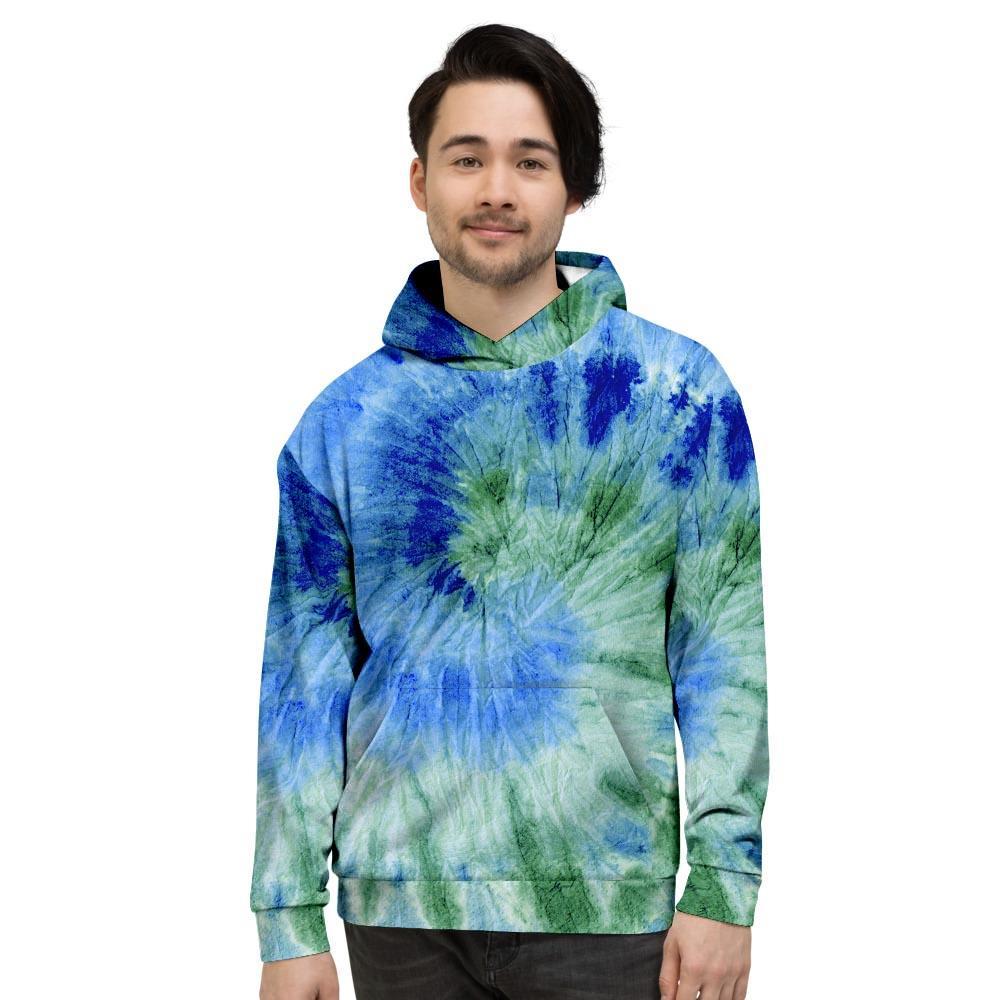 Green And Blue Tie Dye Men's Hoodie-grizzshop