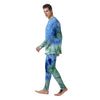 Green And Blue Tie Dye Men's Pajamas-grizzshop