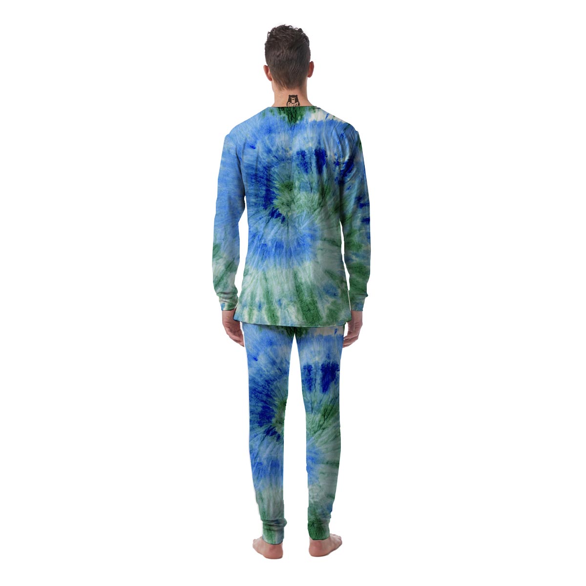 Green And Blue Tie Dye Men's Pajamas-grizzshop