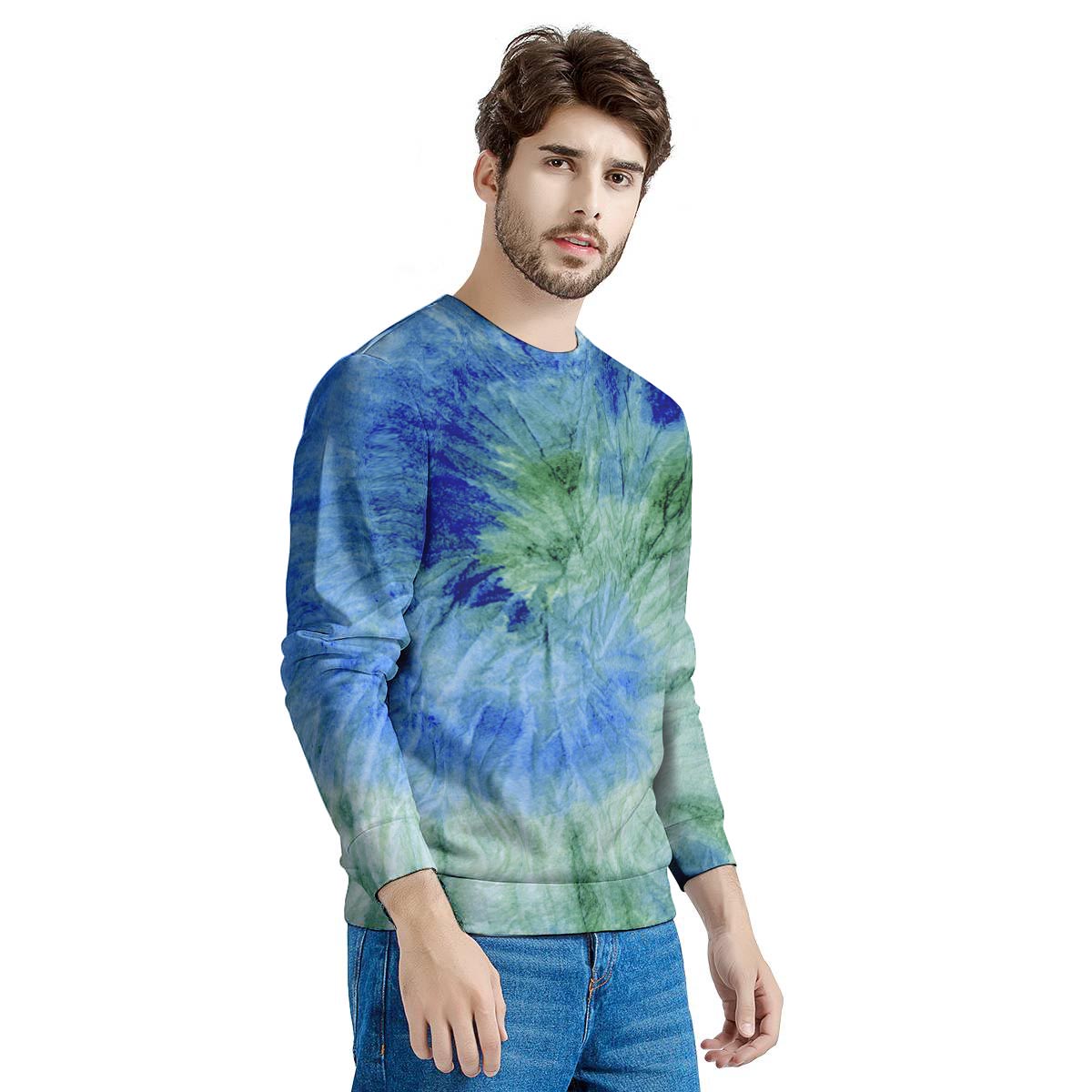 Green And Blue Tie Dye Men's Sweatshirt-grizzshop