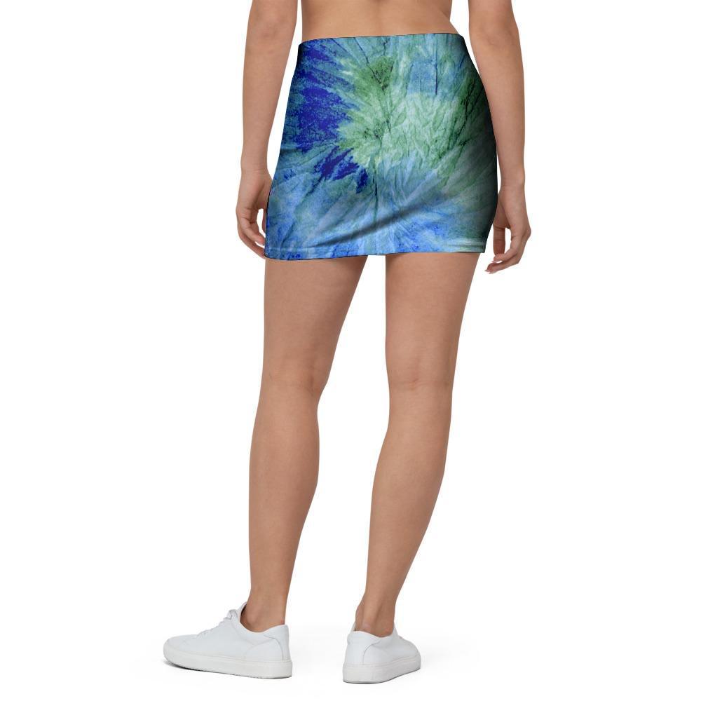 Green And Blue Tie Dye Mini Skirt-grizzshop