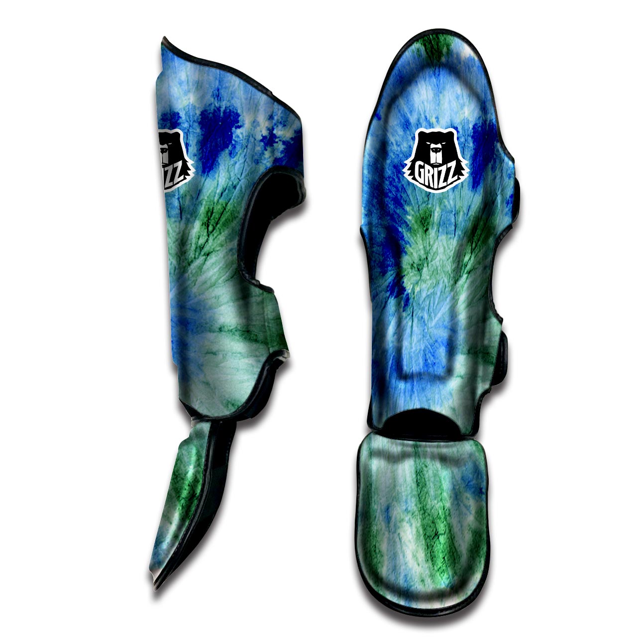 Green And Blue Tie Dye Muay Thai Shin Guard-grizzshop