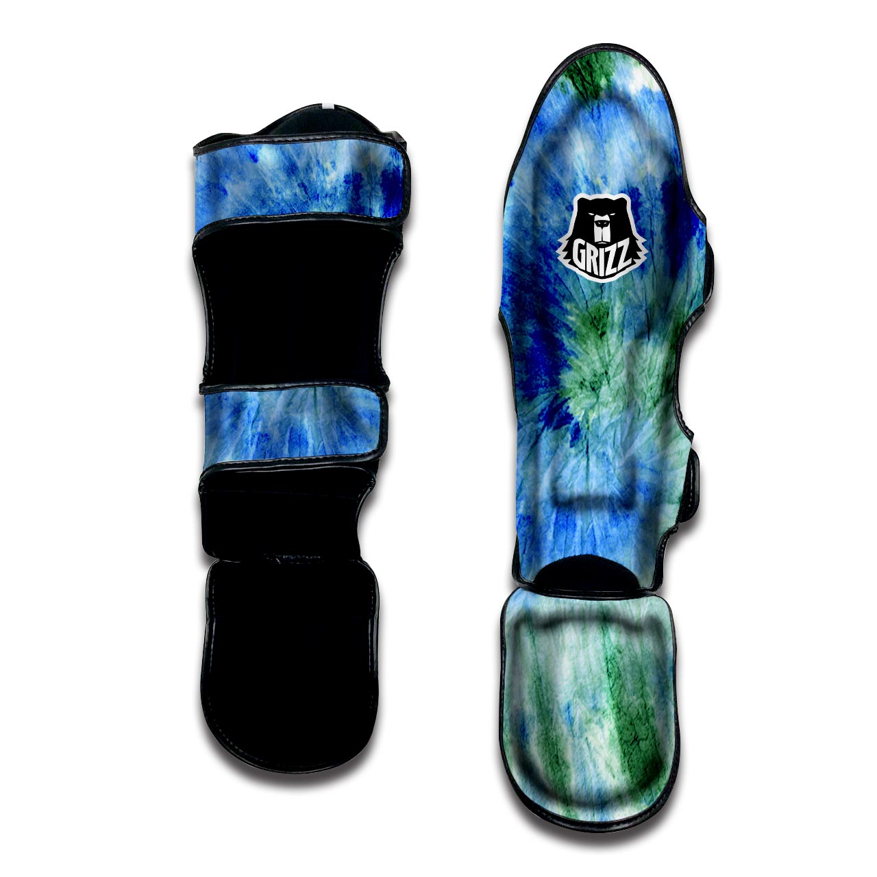 Green And Blue Tie Dye Muay Thai Shin Guard-grizzshop