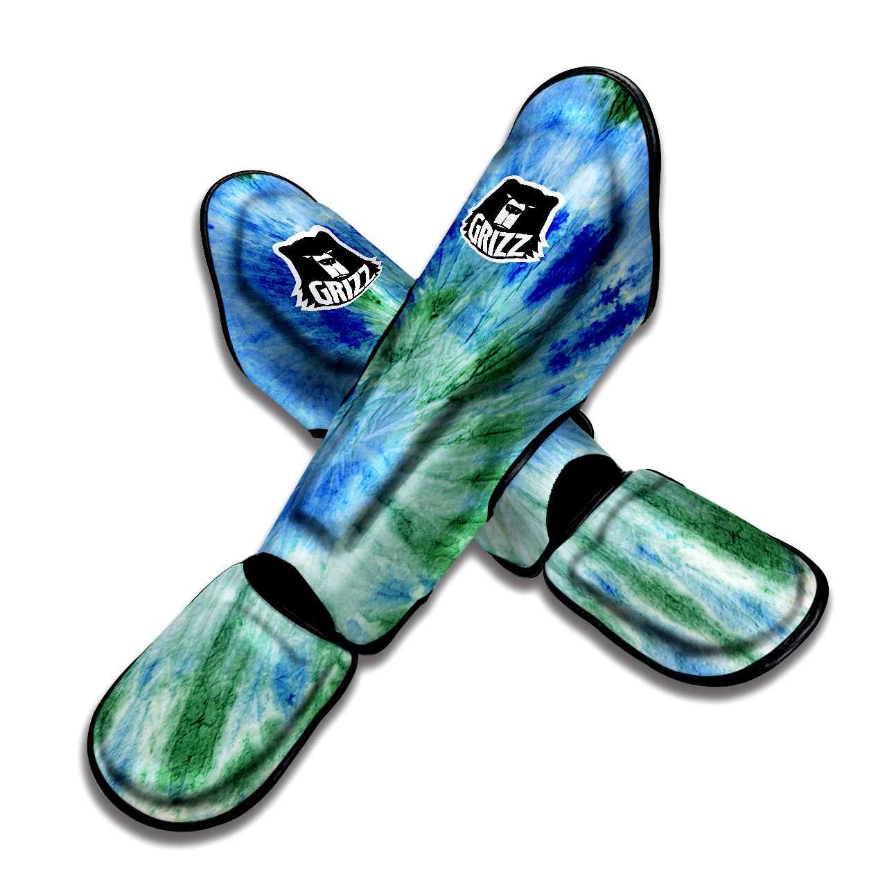 Green And Blue Tie Dye Muay Thai Shin Guard-grizzshop