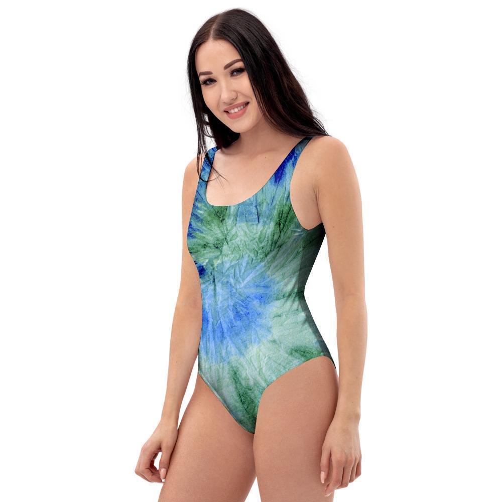 Green And Blue Tie Dye One Piece Swimsuite-grizzshop