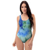 Green And Blue Tie Dye One Piece Swimsuite-grizzshop