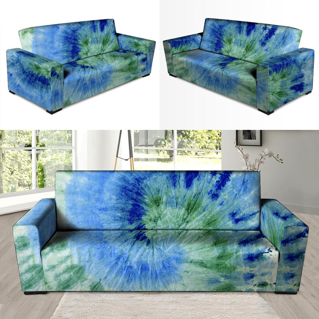 Green And Blue Tie Dye Sofa Cover-grizzshop