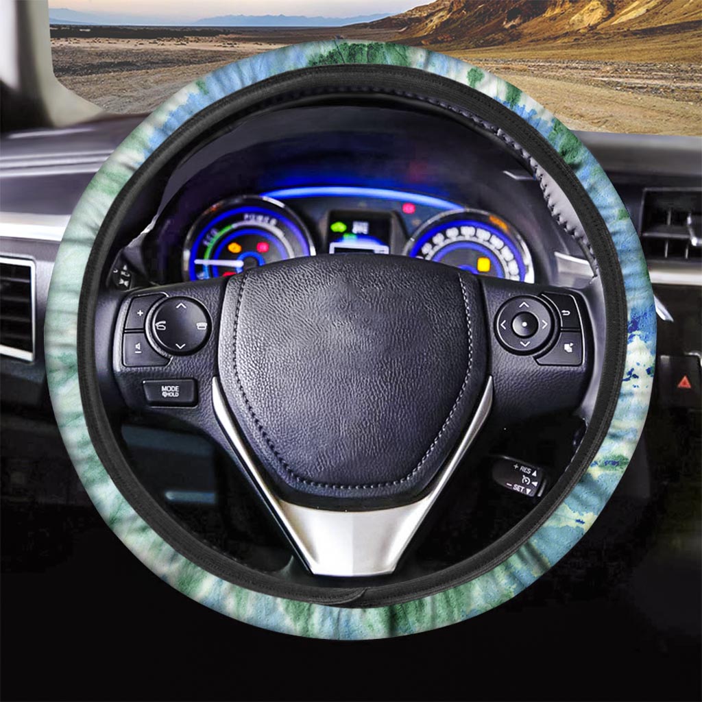 Green And Blue Tie Dye Steering Wheel Cover-grizzshop