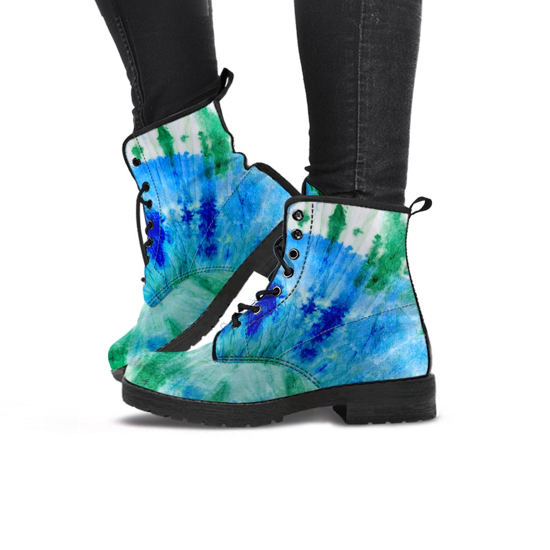 Green And Blue Tie Dye Women's Boots-grizzshop