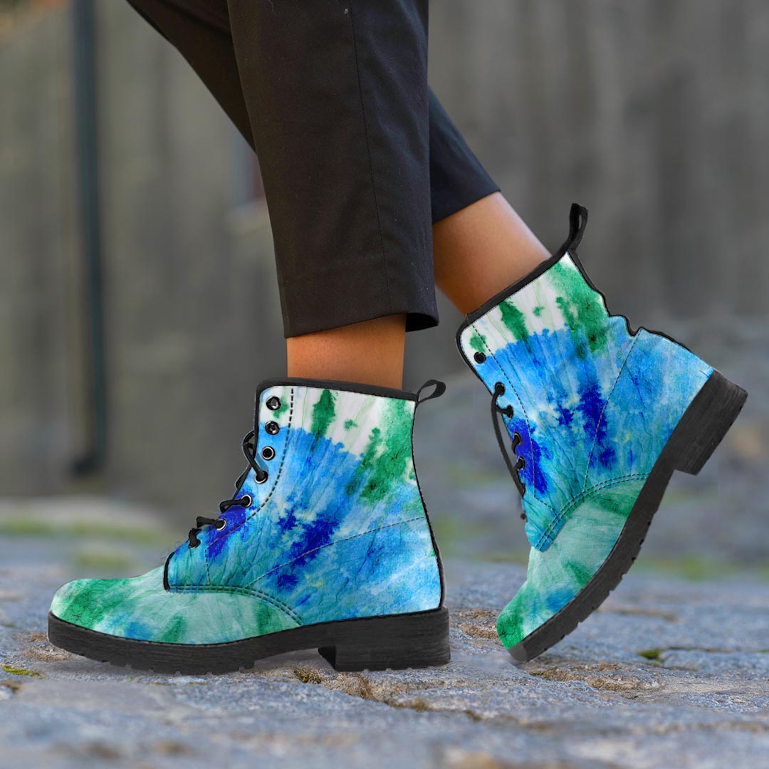 Green And Blue Tie Dye Women's Boots-grizzshop