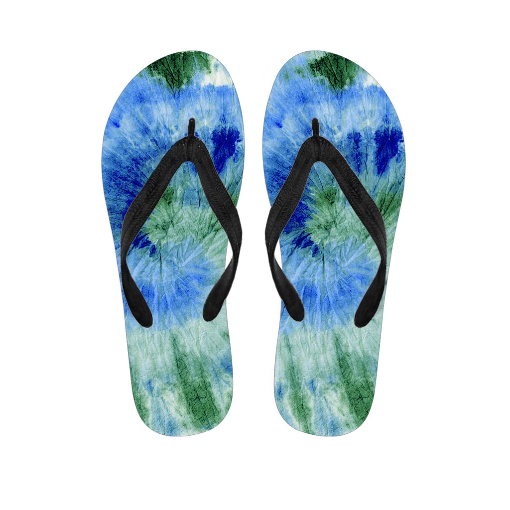 Green And Blue Tie Dye Women's Flip Flops-grizzshop