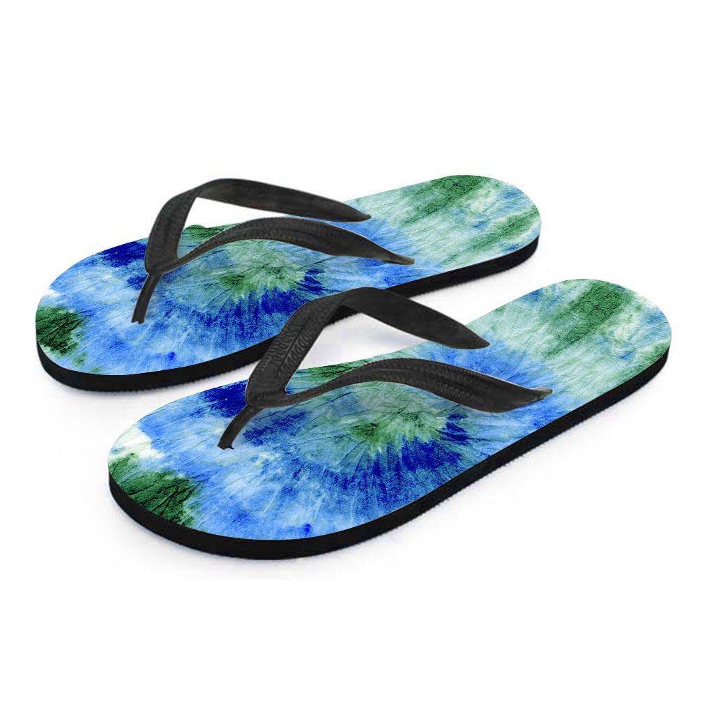 Green And Blue Tie Dye Women's Flip Flops-grizzshop