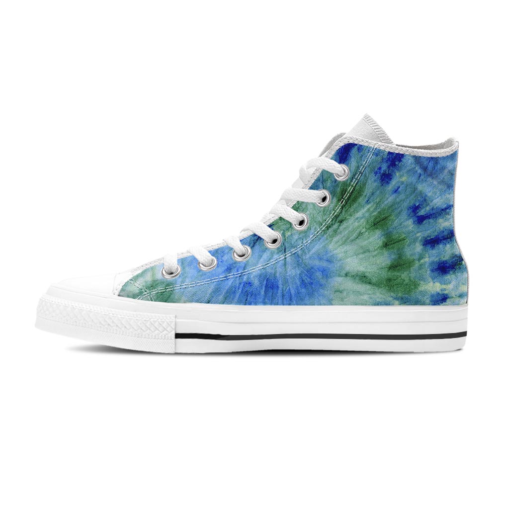 Green And Blue Tie Dye Women's High Top Shoes-grizzshop