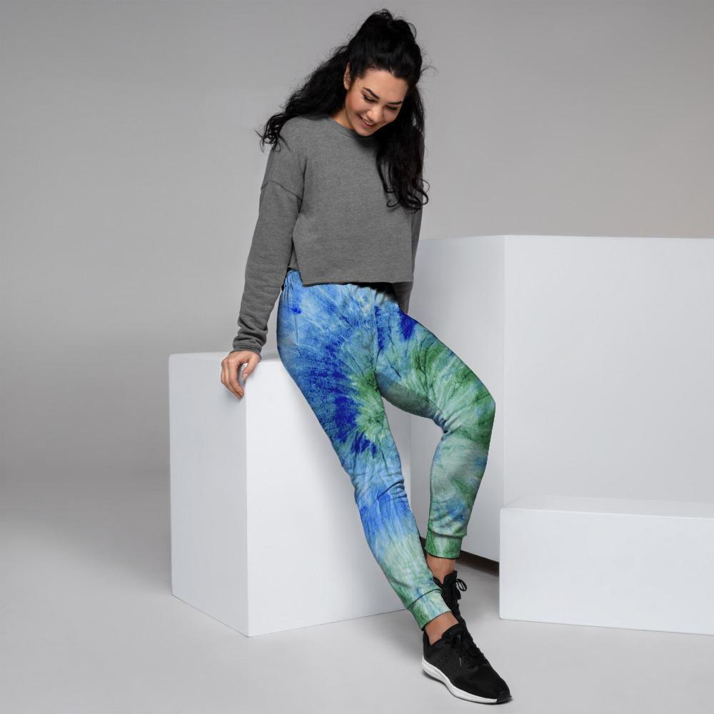 Green And Blue Tie Dye Women's Joggers-grizzshop