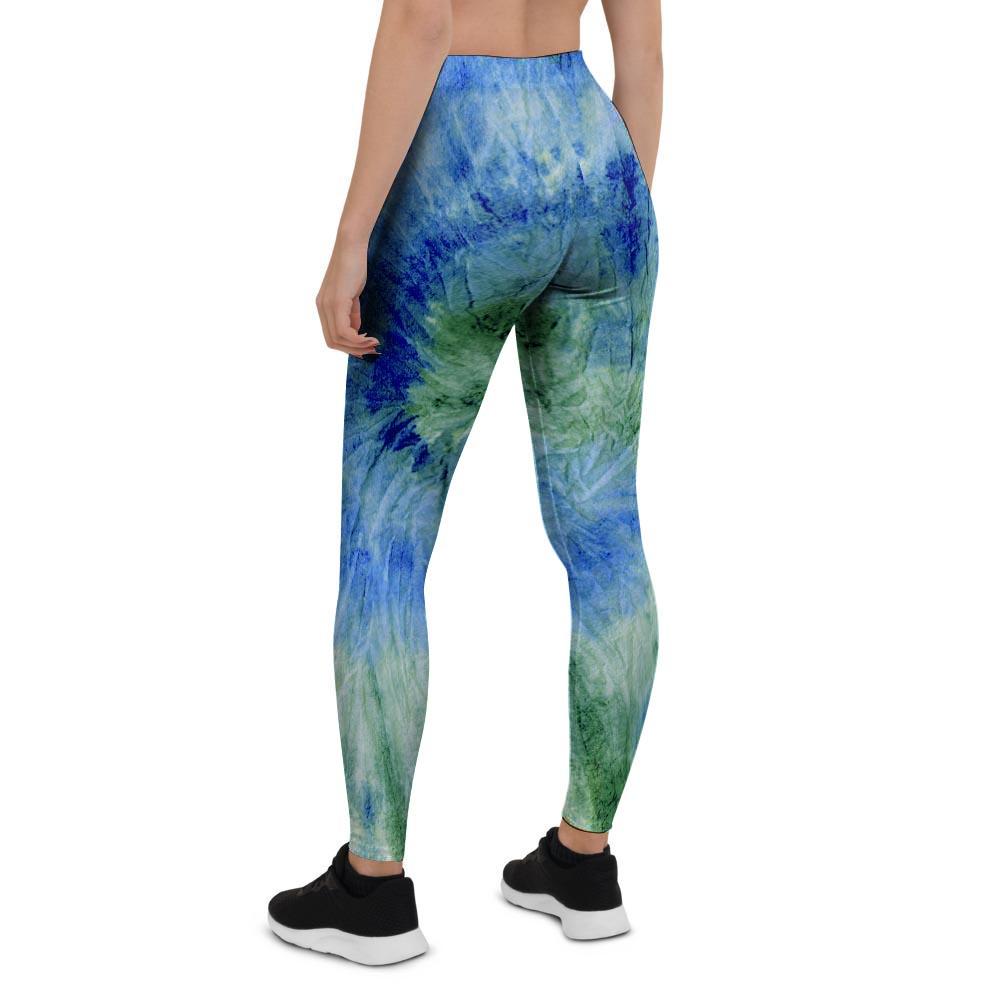 Green And Blue Tie Dye Women's Leggings-grizzshop