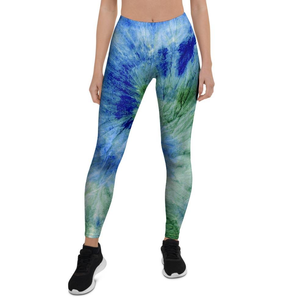 Green And Blue Tie Dye Women's Leggings-grizzshop