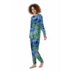 Green And Blue Tie Dye Women's Pajamas-grizzshop