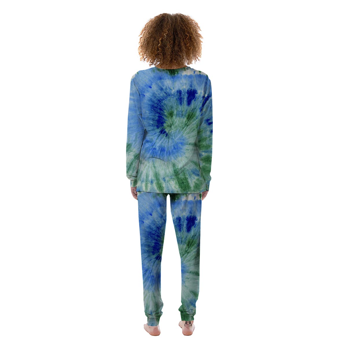 Green And Blue Tie Dye Women's Pajamas-grizzshop