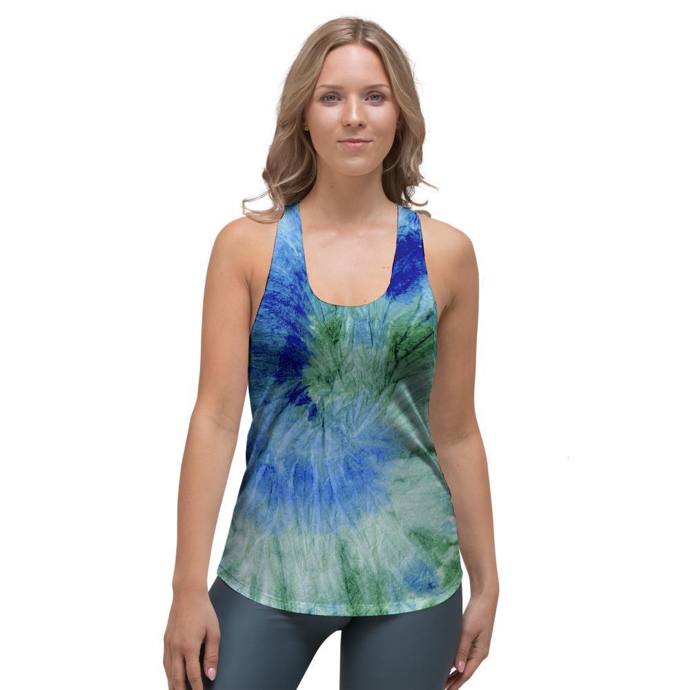 Green And Blue Tie Dye Women's Racerback Tank Top-grizzshop
