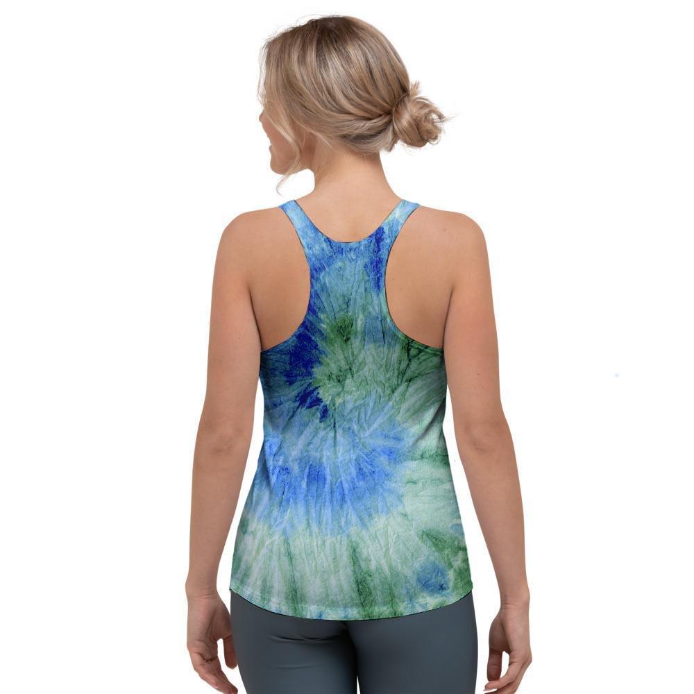 Green And Blue Tie Dye Women's Racerback Tank Top-grizzshop