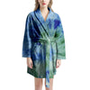 Green And Blue Tie Dye Women's Robe-grizzshop