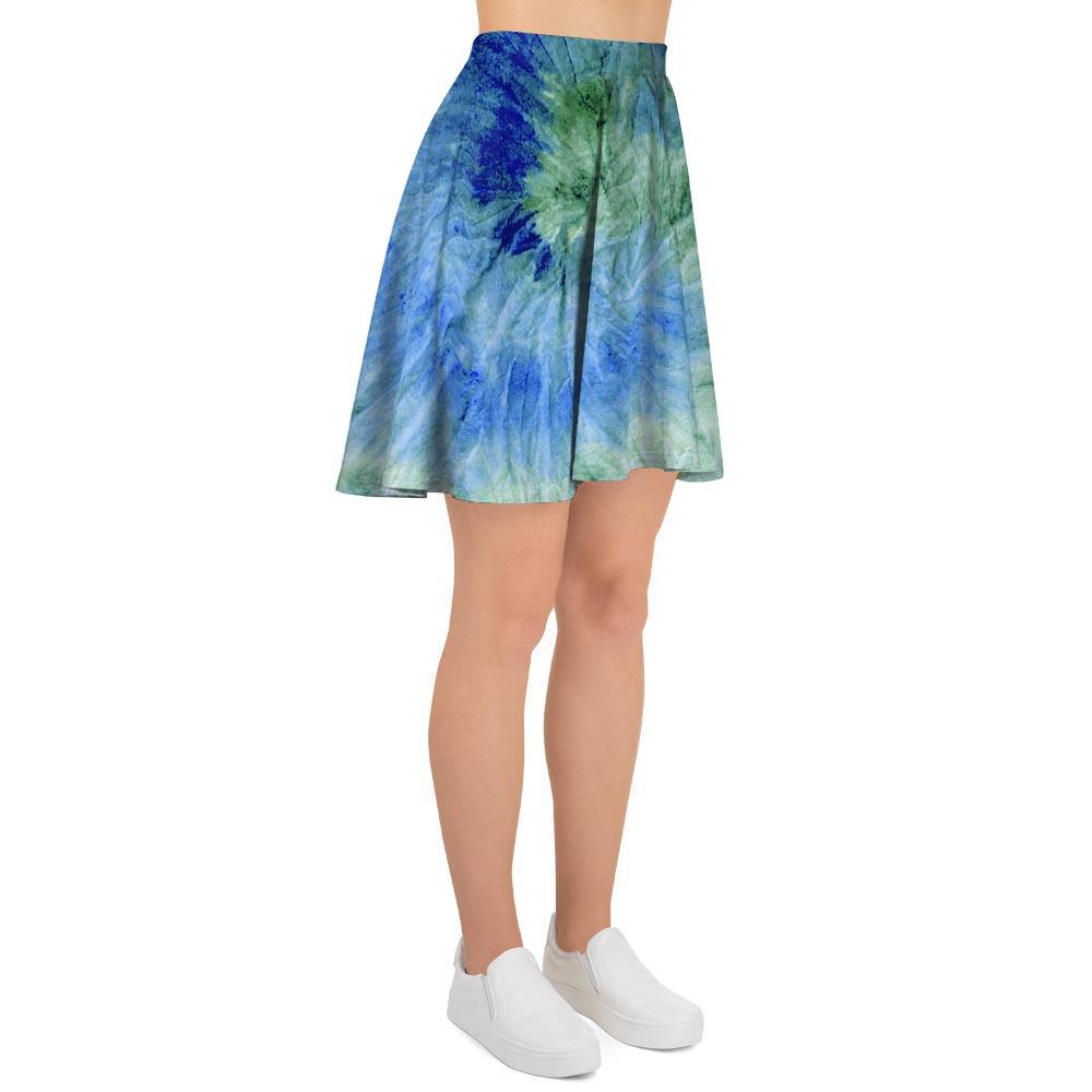 Green And Blue Tie Dye Women's Skirt-grizzshop
