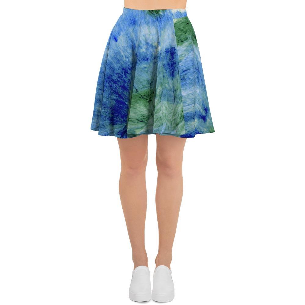 Green And Blue Tie Dye Women's Skirt-grizzshop
