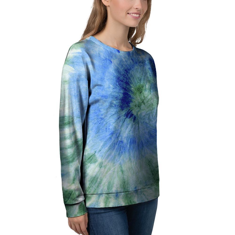 Green And Blue Tie Dye Women's Sweatshirt-grizzshop