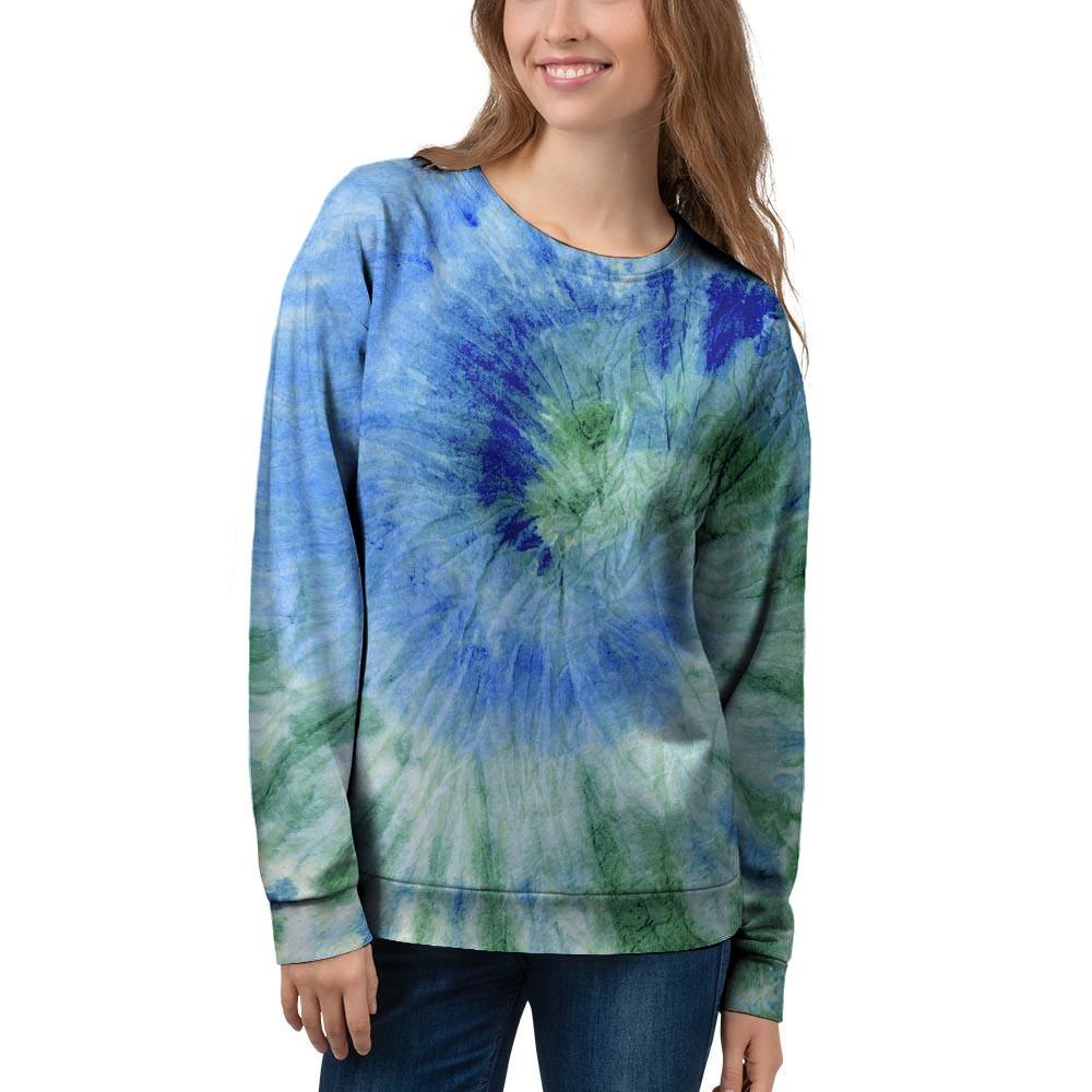 Green And Blue Tie Dye Women's Sweatshirt-grizzshop