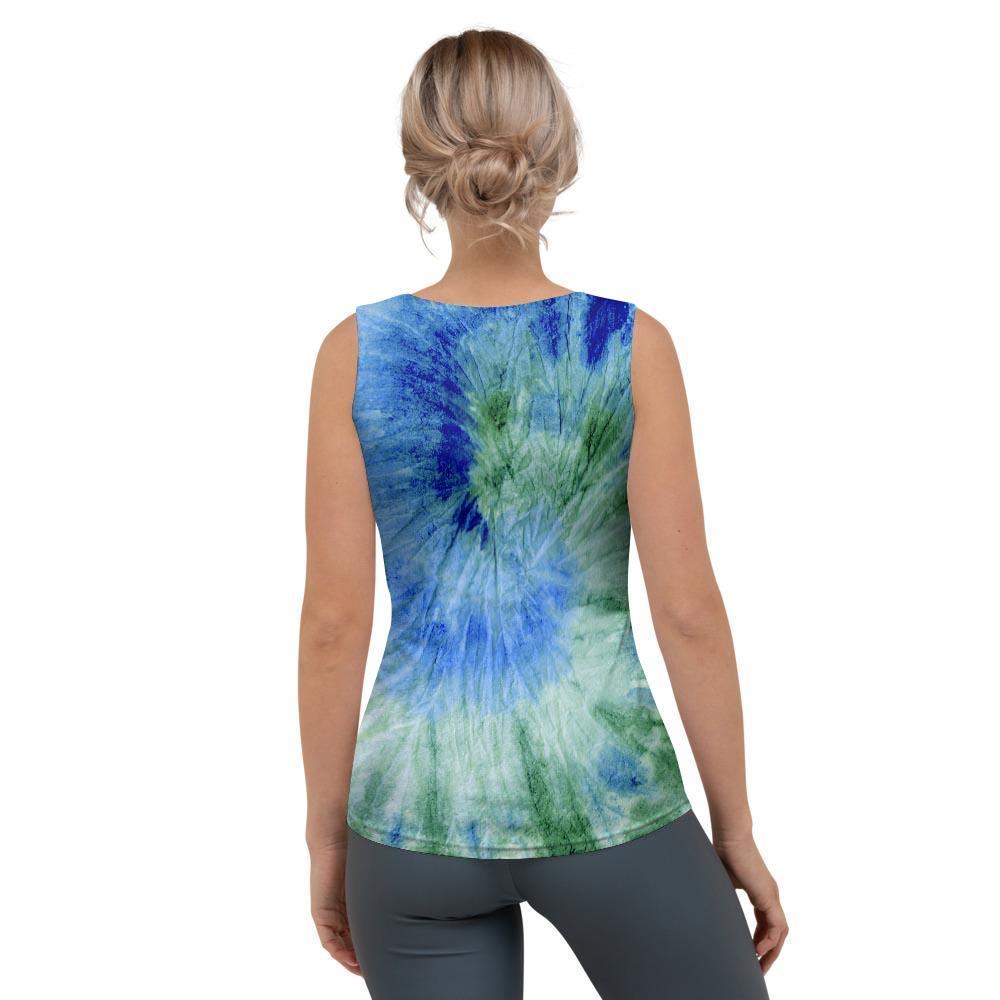 Green And Blue Tie Dye Women's Tank Top-grizzshop