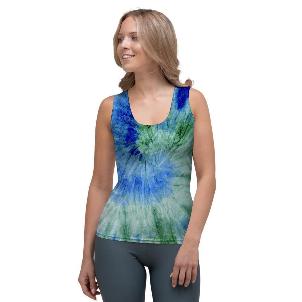 Green And Blue Tie Dye Women's Tank Top-grizzshop