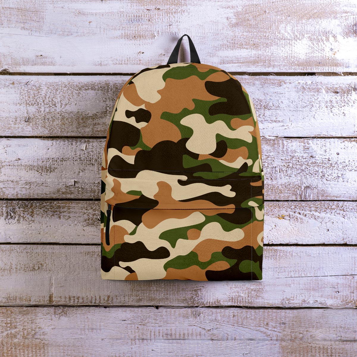 Green And Brown Camouflage Print Backpack-grizzshop