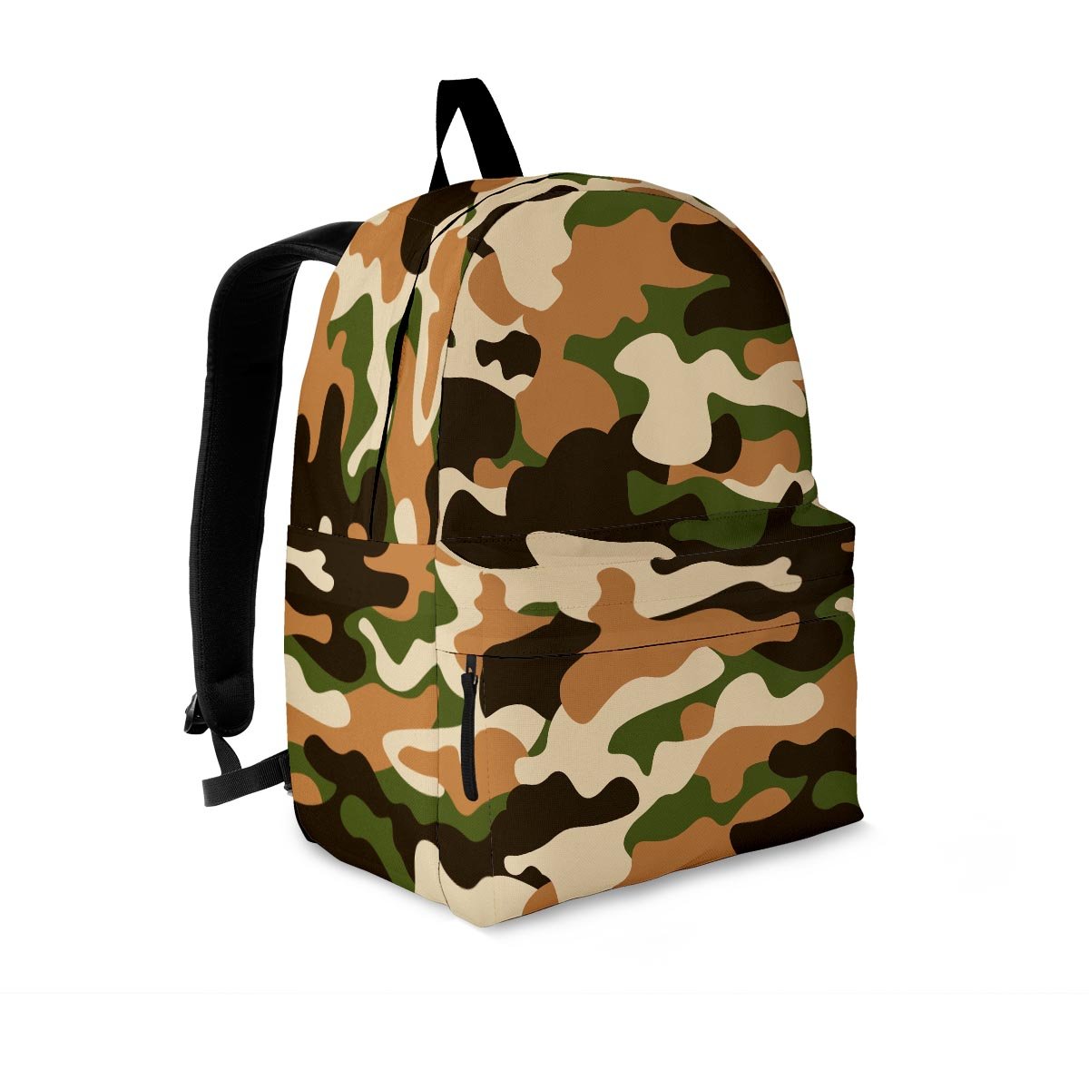 Green And Brown Camouflage Print Backpack-grizzshop